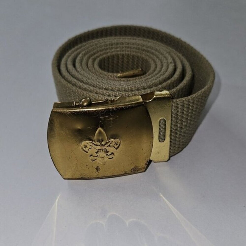 Cub Scouts Tan Belt Brass Buckle 44" Long Brown Uniform Accessory